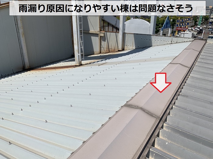折半屋根の雨漏り原因となりやすい棟は問題なし