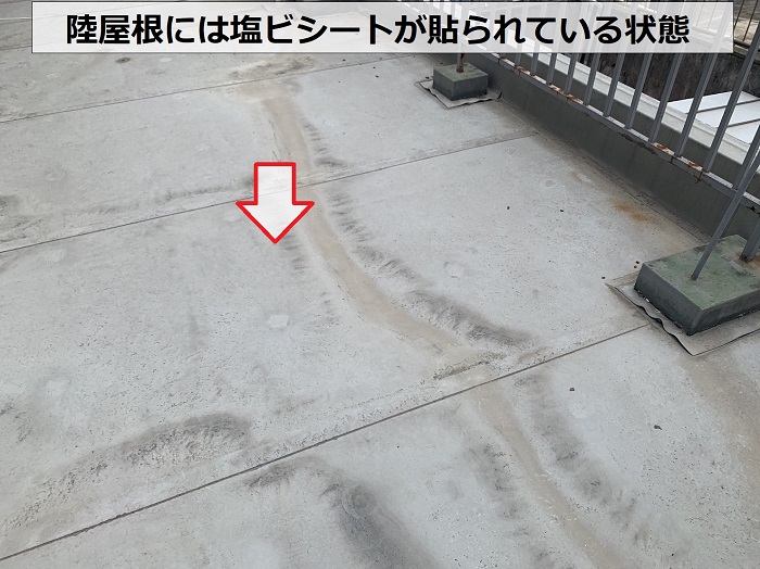 陸屋根に貼られた塩ビシート