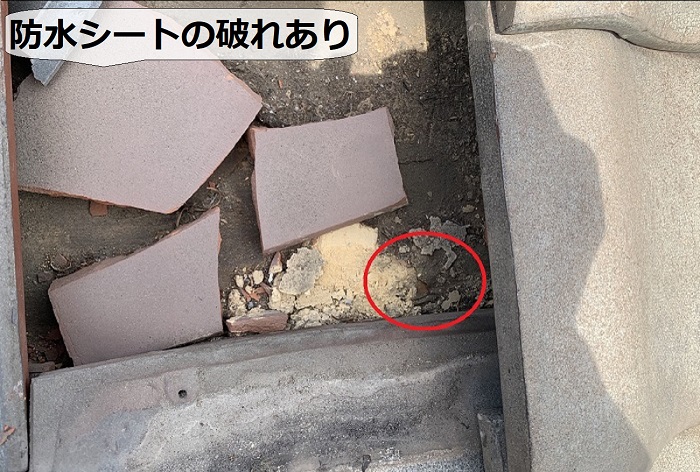 防水シートの破れ