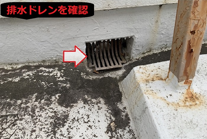 屋上の排水ドレンをチェック