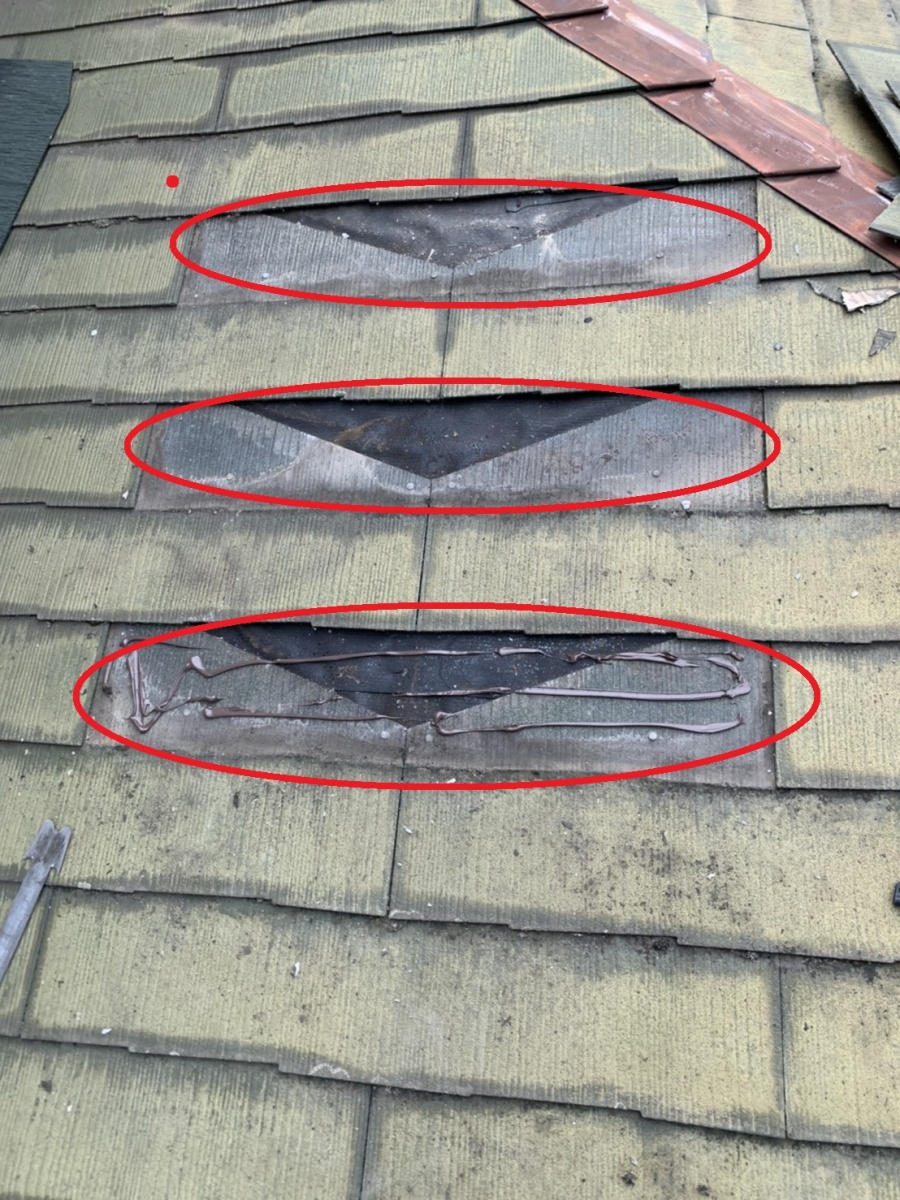 神戸市垂水区での屋根塗装前にひび割れたスレート屋根を撤去した様子