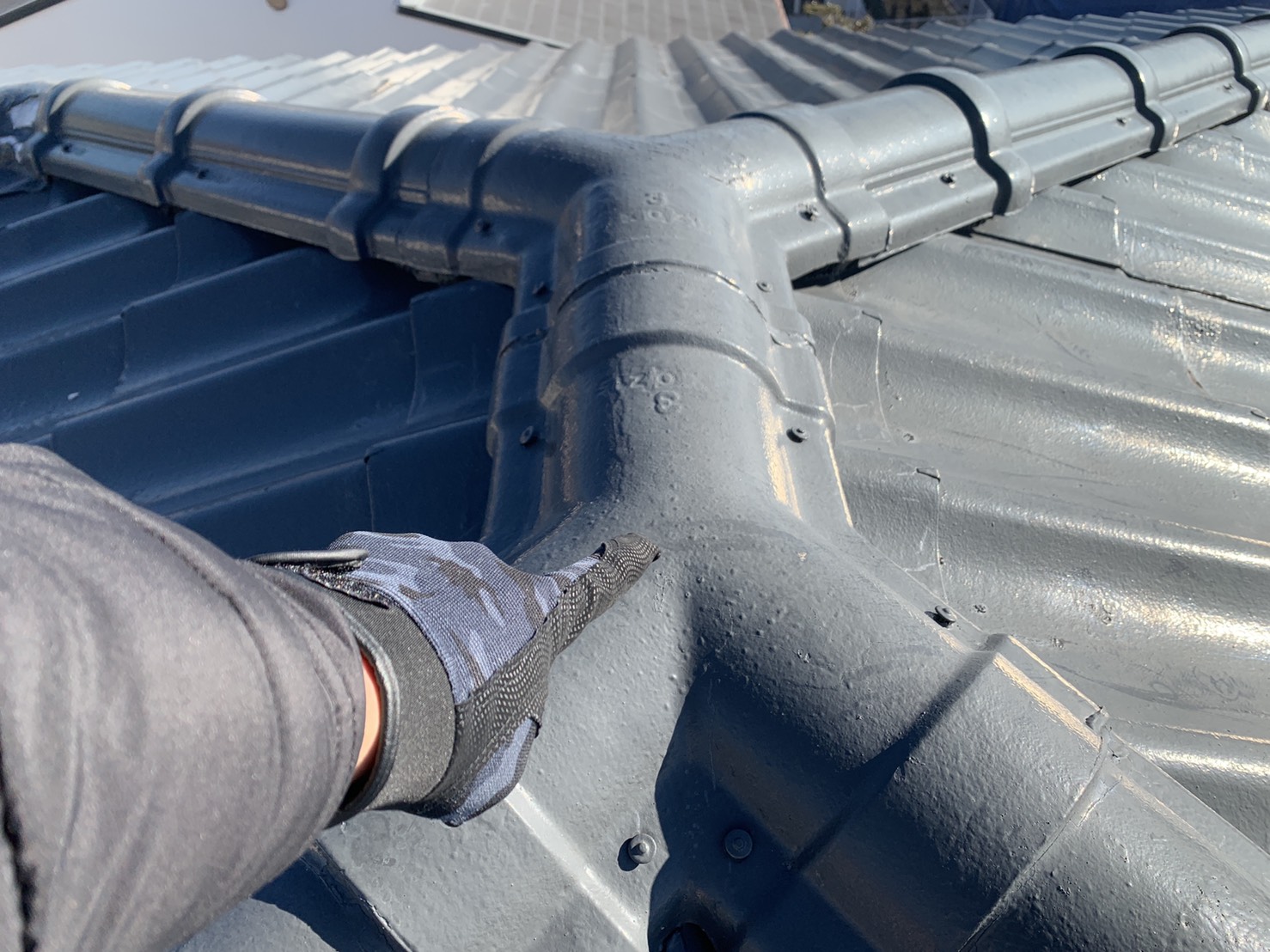 積水瓦Ｕの棟瓦の様子