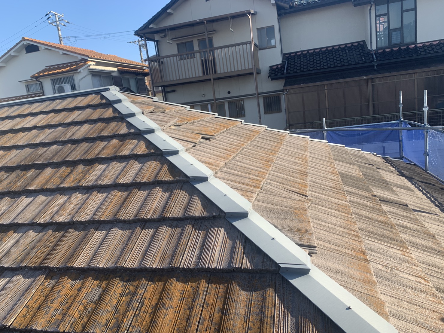 瓦屋根がズレていたお家の屋根の全景