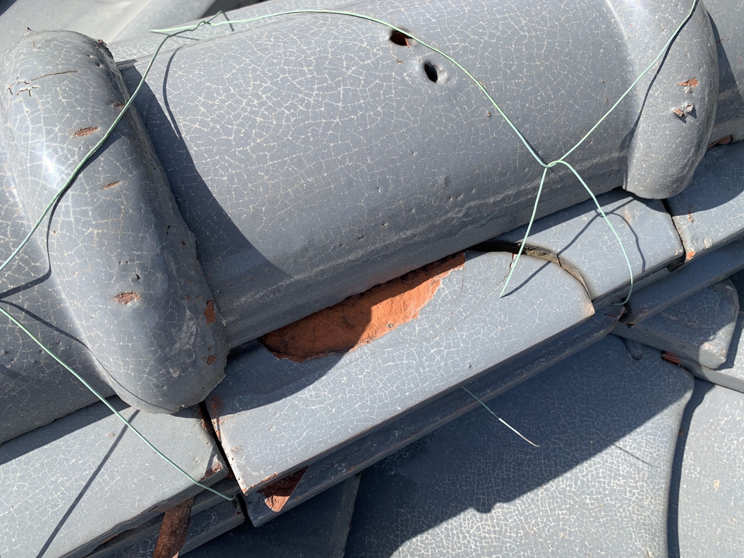 加古川市での劣化してズレ落ちた瓦屋根