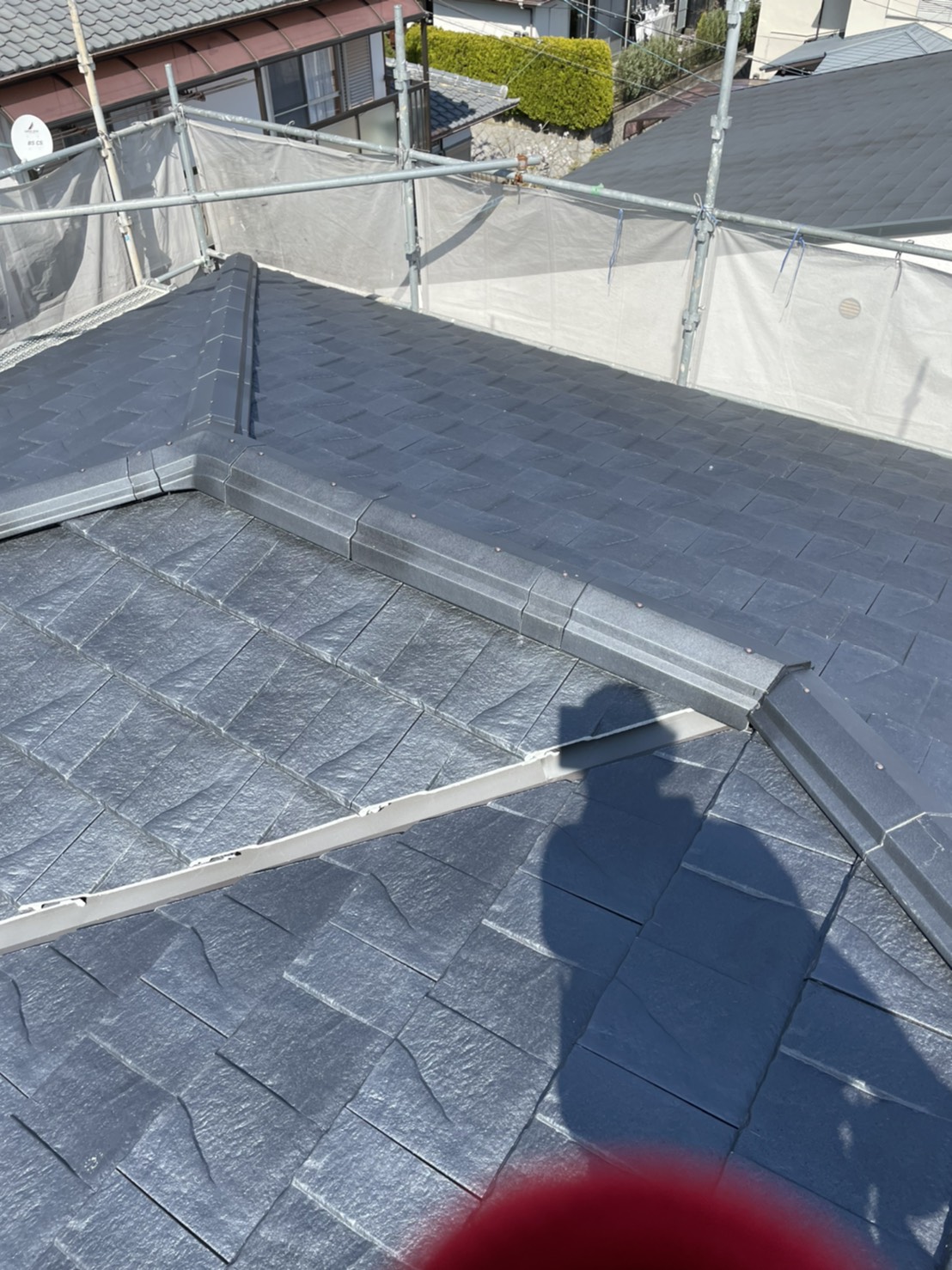 神戸市北区での屋根葺き替え工事が完了した様子