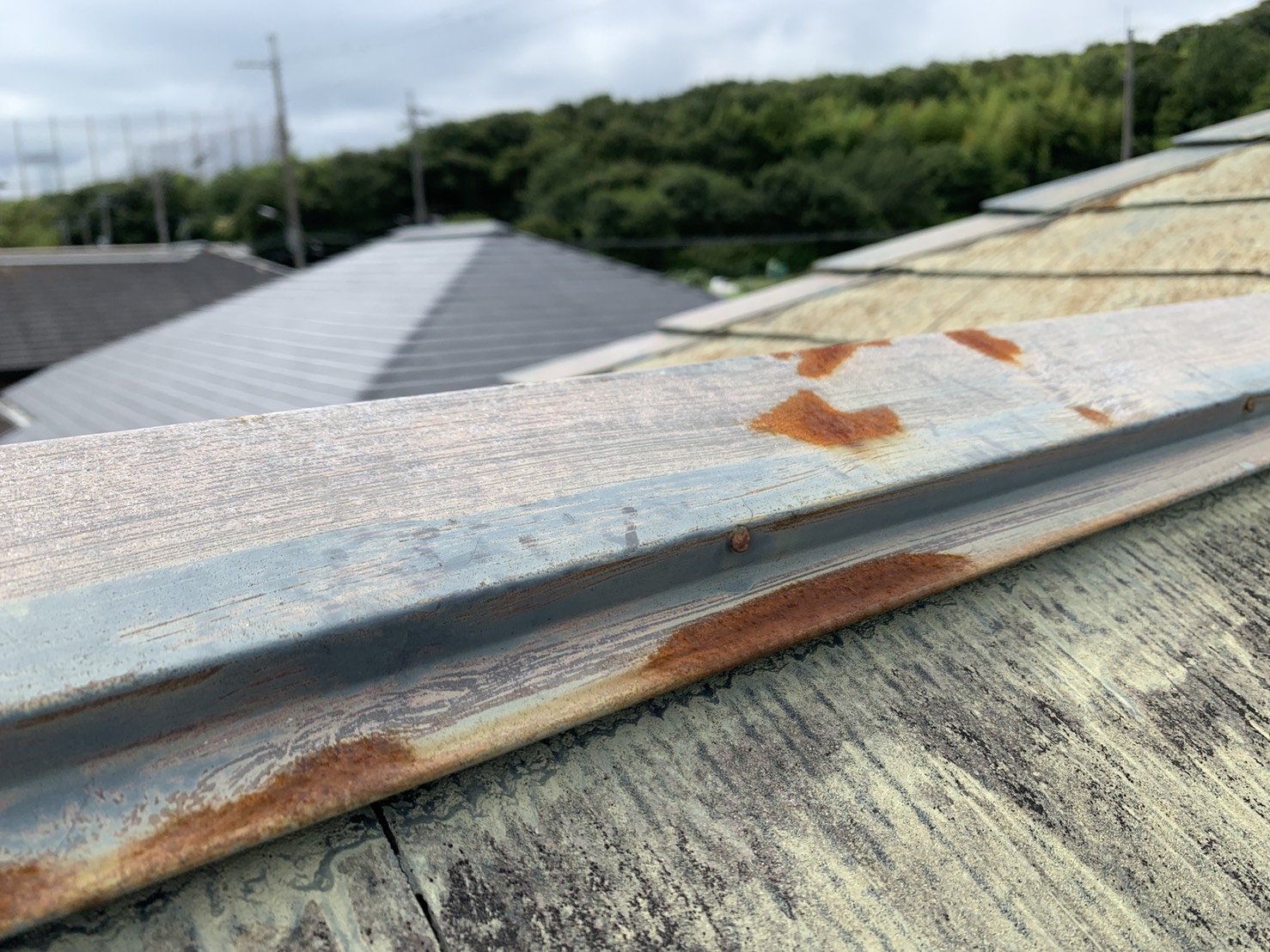 屋根点検を行った錆び付いた棟板金
