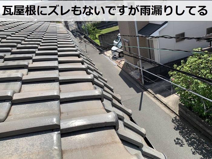 瓦屋根にズレもない状態ですが雨漏りしています