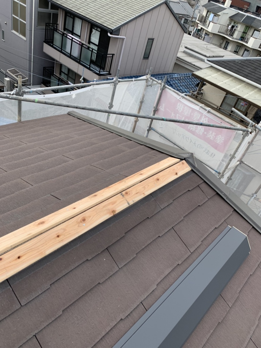 棟木を取り付けた様子