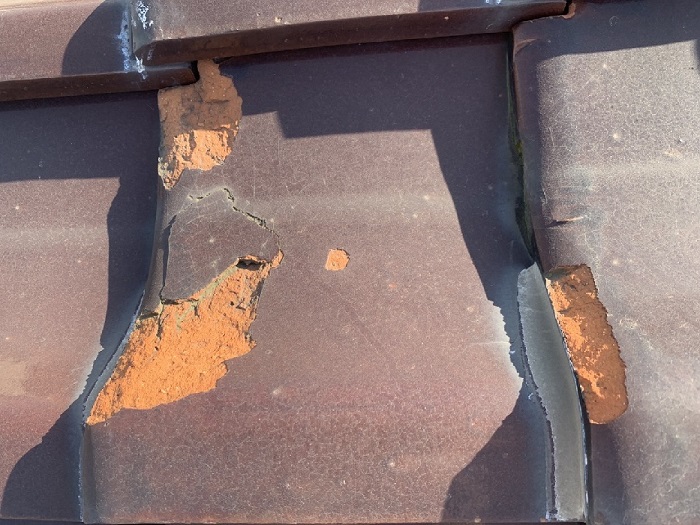 陶器瓦の層間剝離