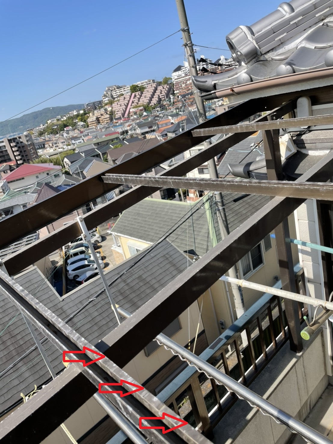 三田市の波板交換でビス固定するためのアルミ下地