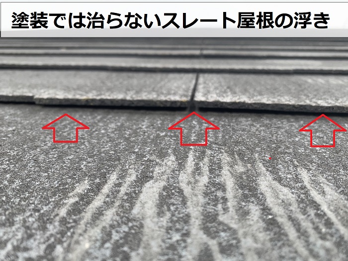スレート屋根が浮いている様子
