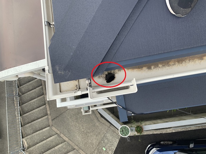 雨樋内部のドレンに詰まりはない様子