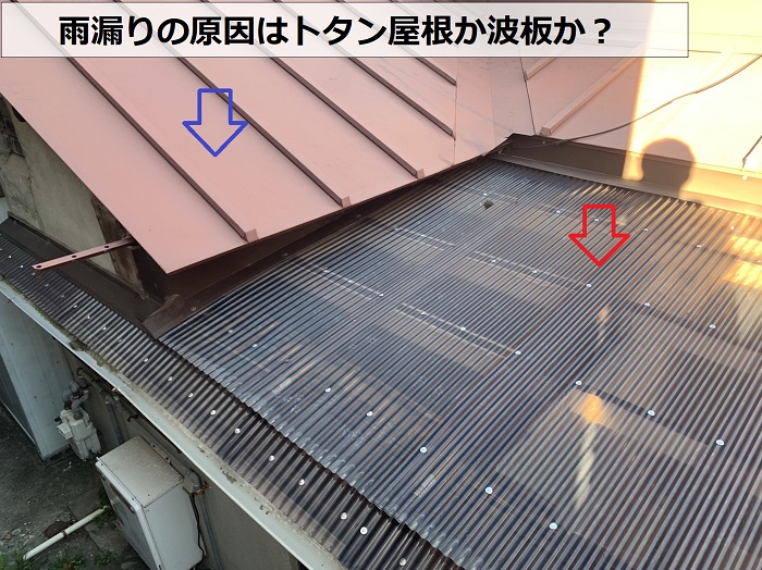 屋根からの雨漏りが火災保険に適応されるか調査している様子