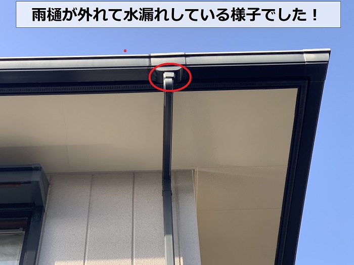 雨樋が外れている様子