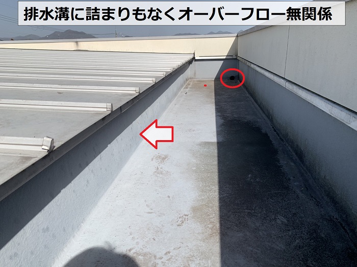 三田市での雨漏り原因調査で排水溝をチェック