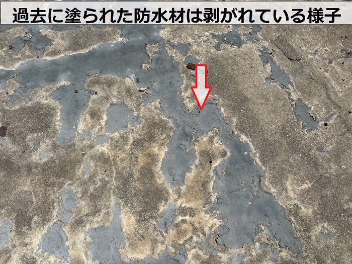 剥がれた防水層