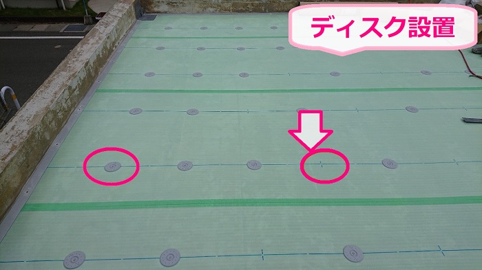 加古郡稲美町での塩ビシート防水機械固定工法