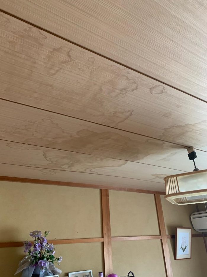 和室の天井のシミの様子