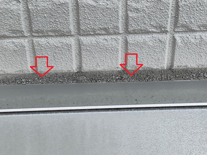 コーキングが劣化している様子