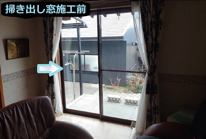 神戸市西区で内窓取り付け6か所の補助金対象工事を行う現場の掃き出し窓