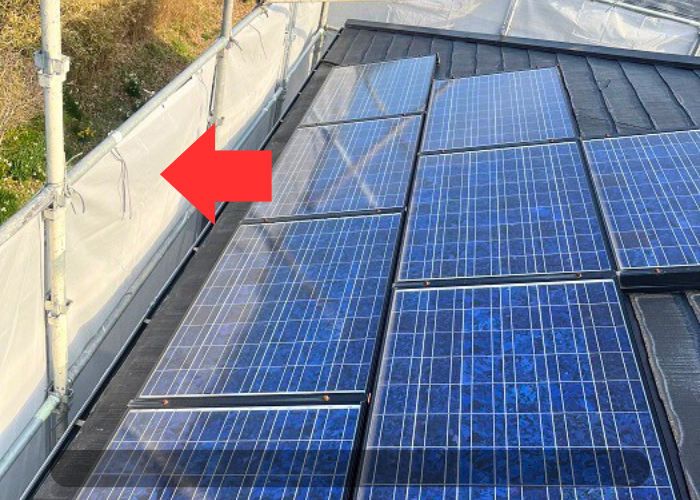 南あわじ市　太陽光パネル脱着の屋根カバー工法で仮設足場設置