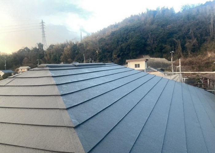 南あわじ市 積水ハウス戸建てのカラーベスト屋根へカバー工事した後の様子