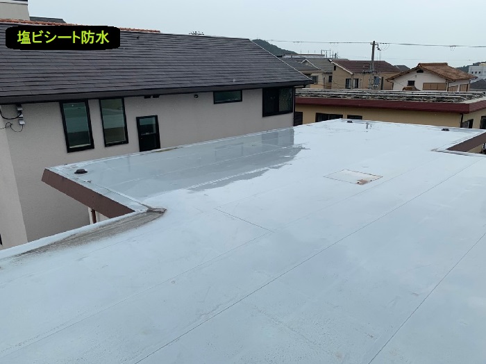 既存の塩ビシート防水の屋上