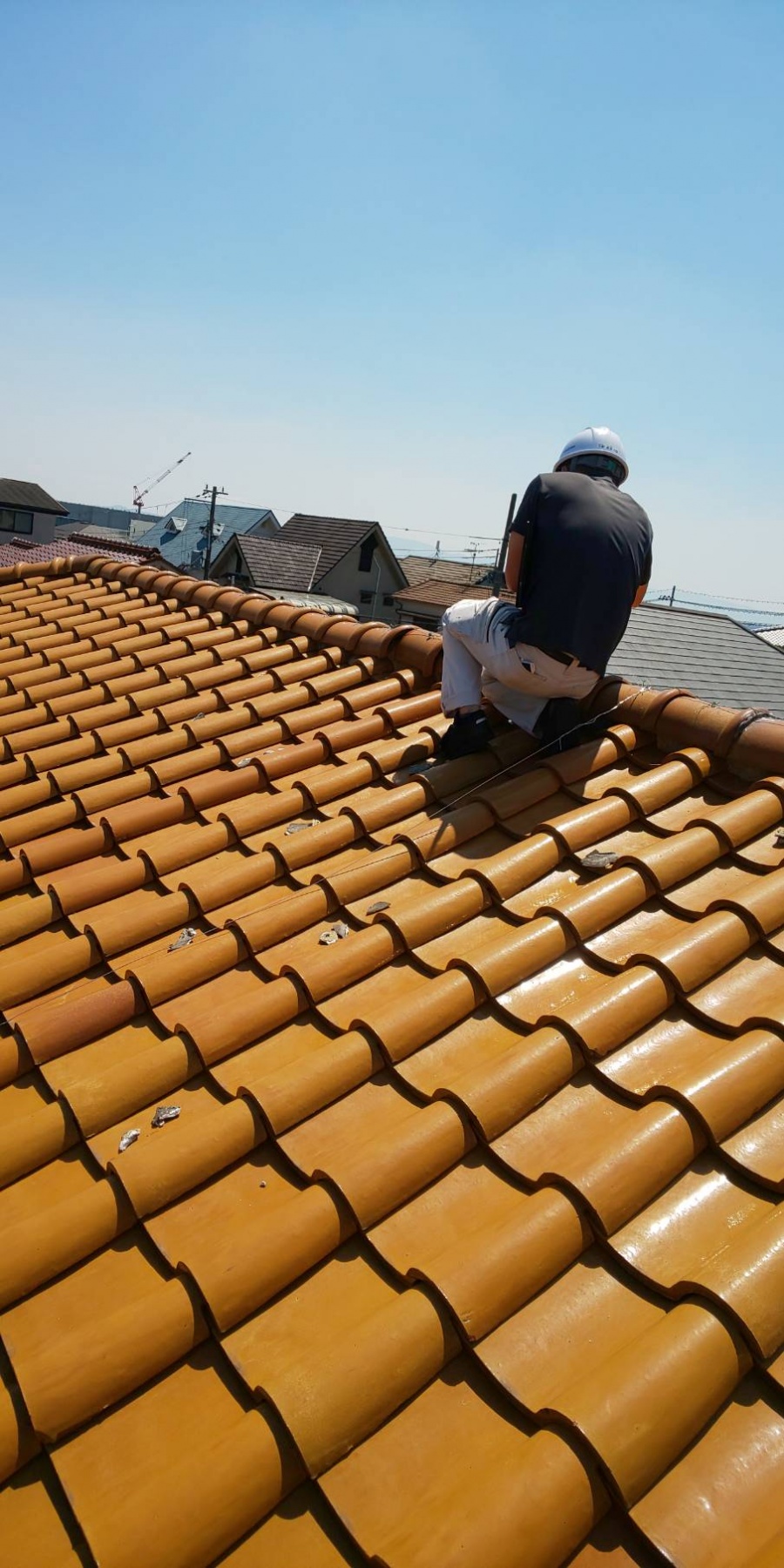 西宮市木造二階建て住宅瓦屋根の点検