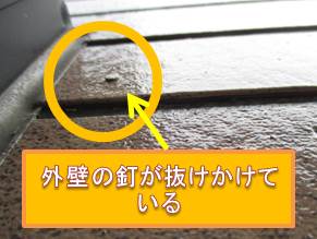 西宮市外壁サイディング壁釘浮き
