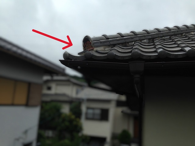 隅鬼瓦破損