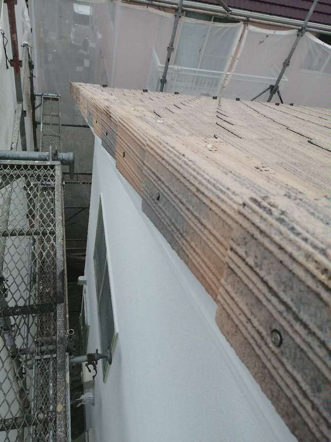 袖瓦の積み直し