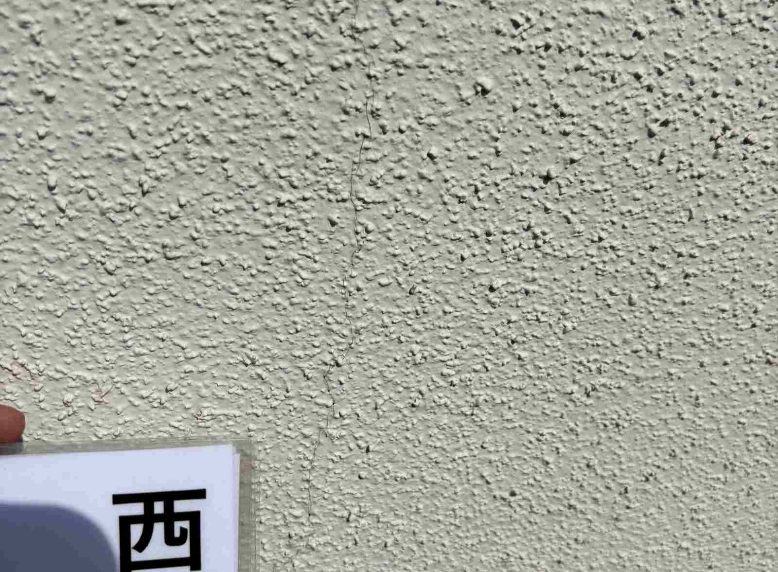 かすみがうら市でモルタル外壁のクラックとひび割れと苔汚れ