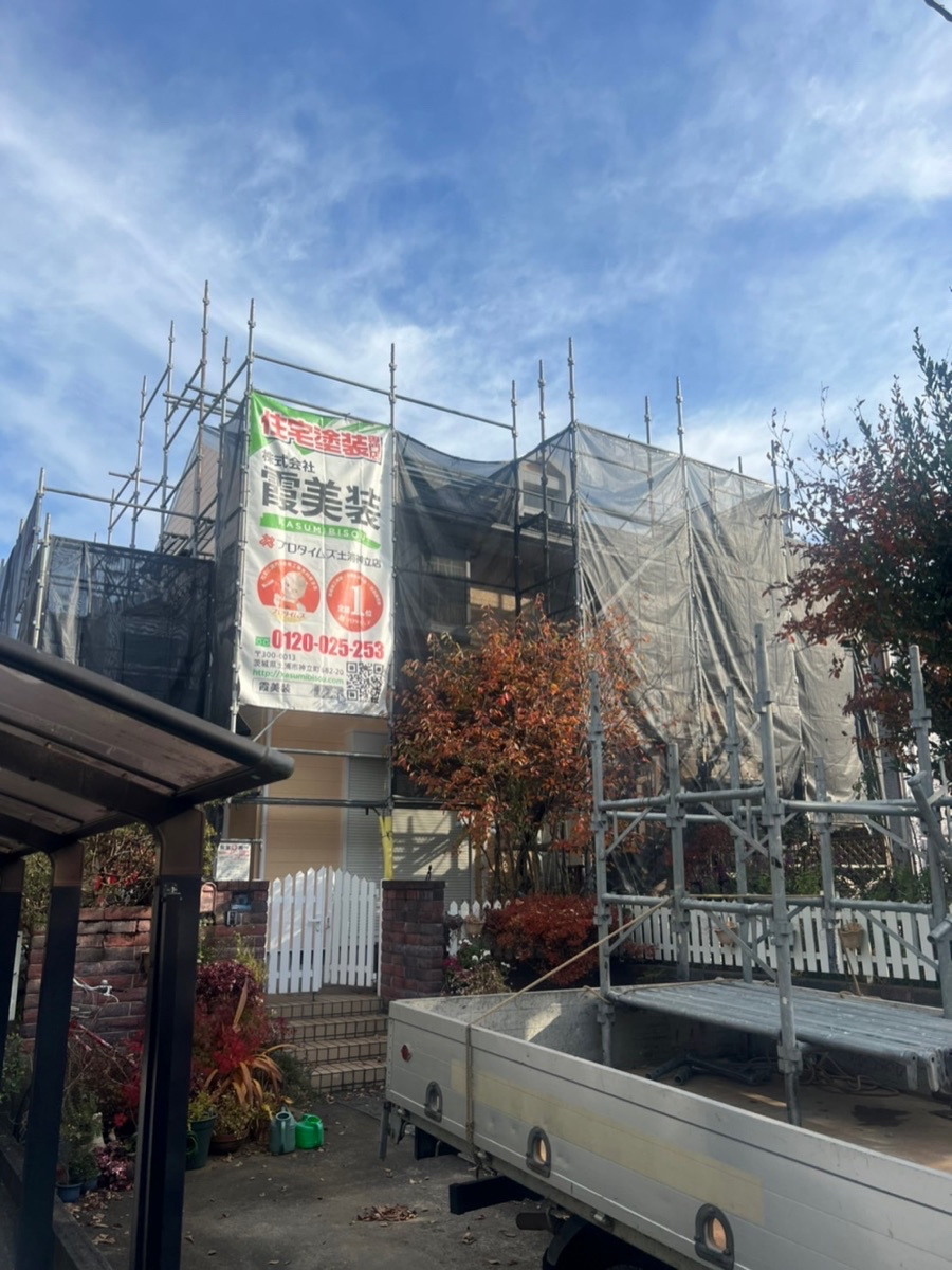 かすみがうら市屋根塗装外壁塗装現場＿足場撤去