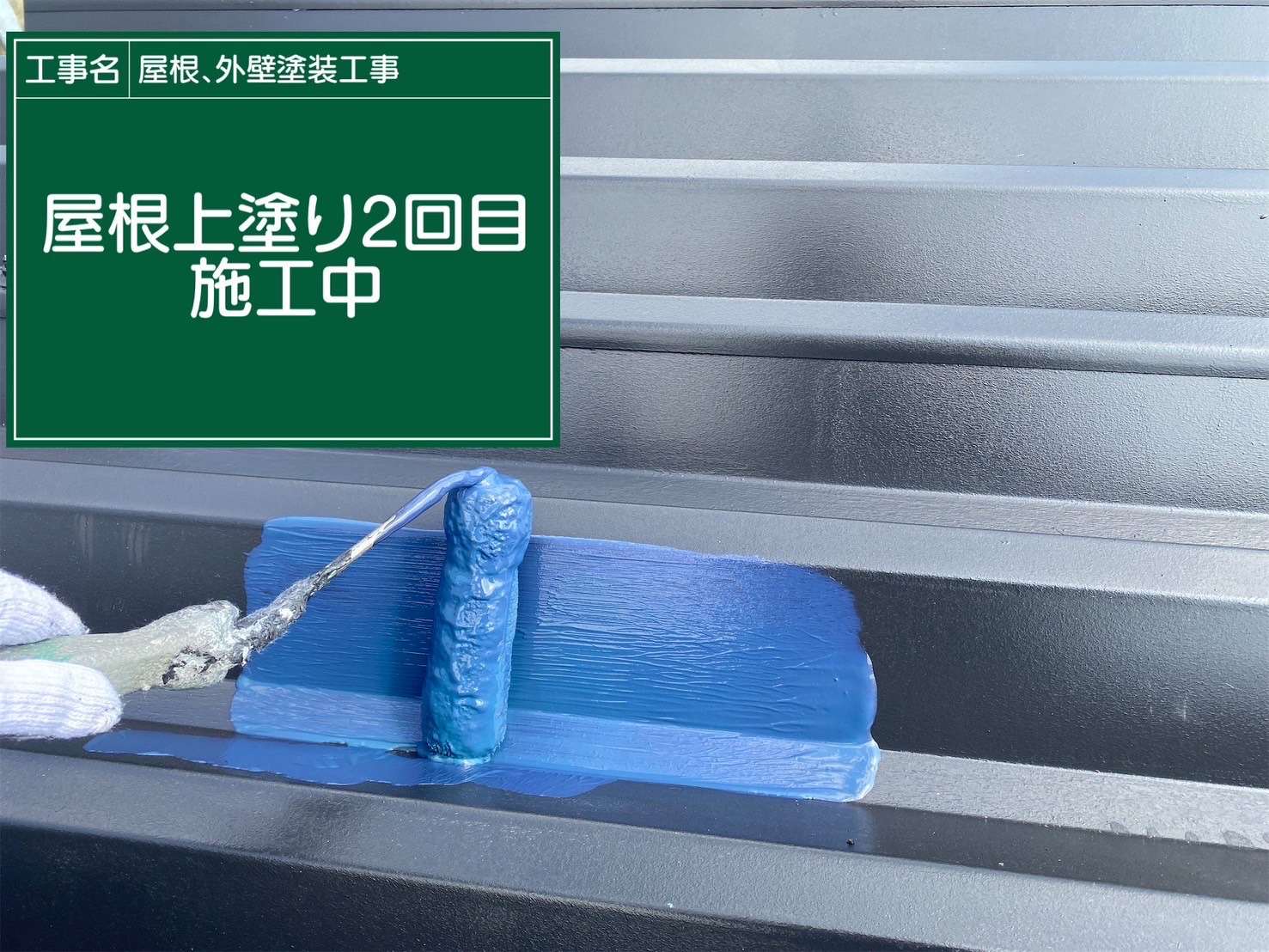 折半屋根塗装の上塗り塗装