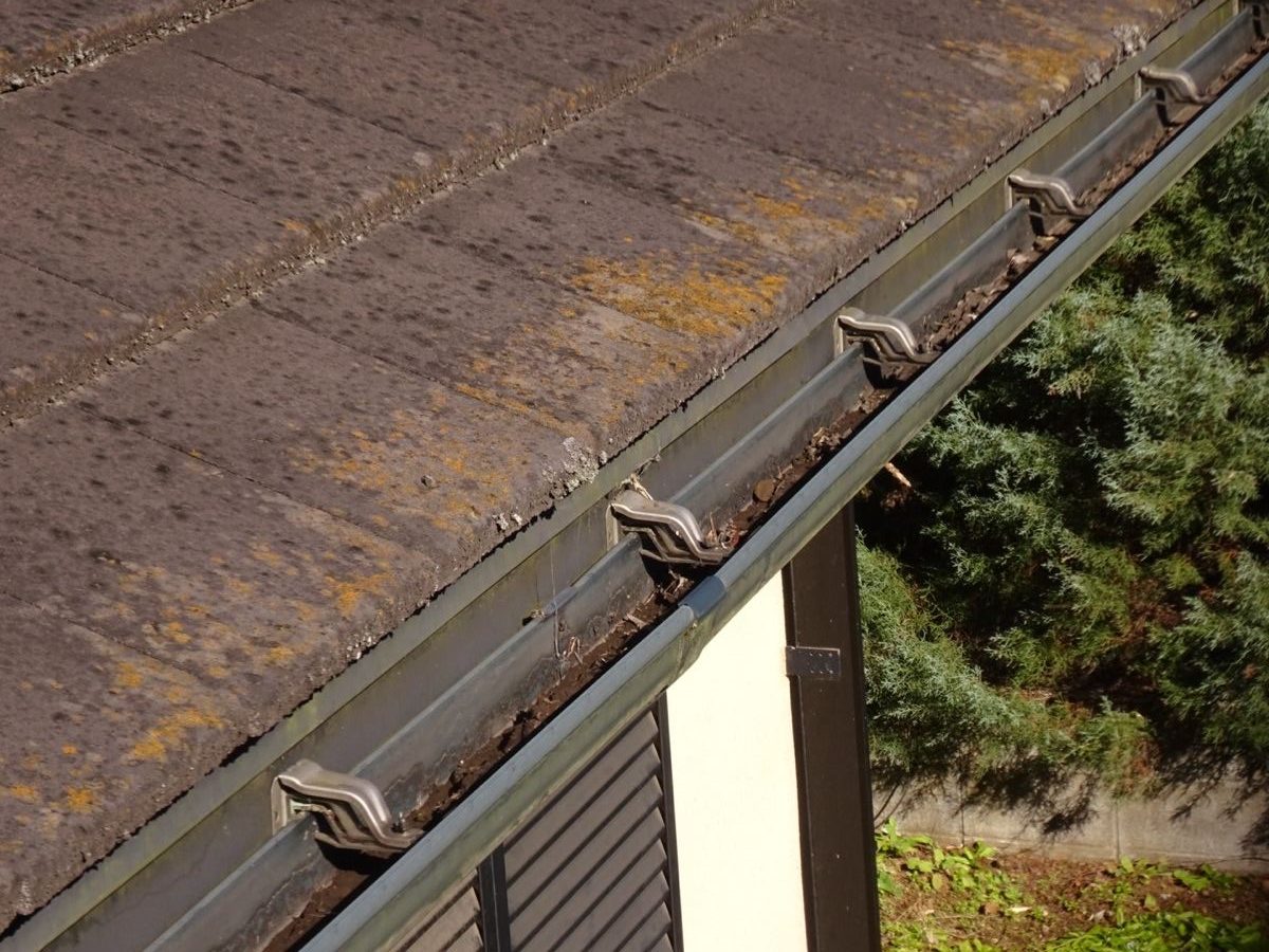 コケの付着　モニエル瓦