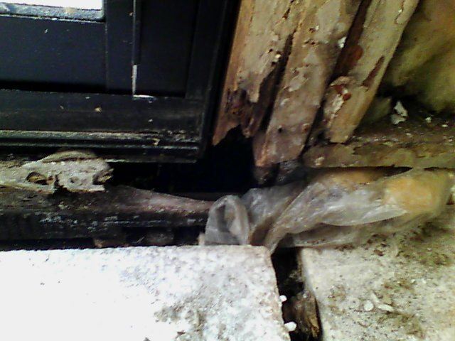 雨水が侵入している室内壁