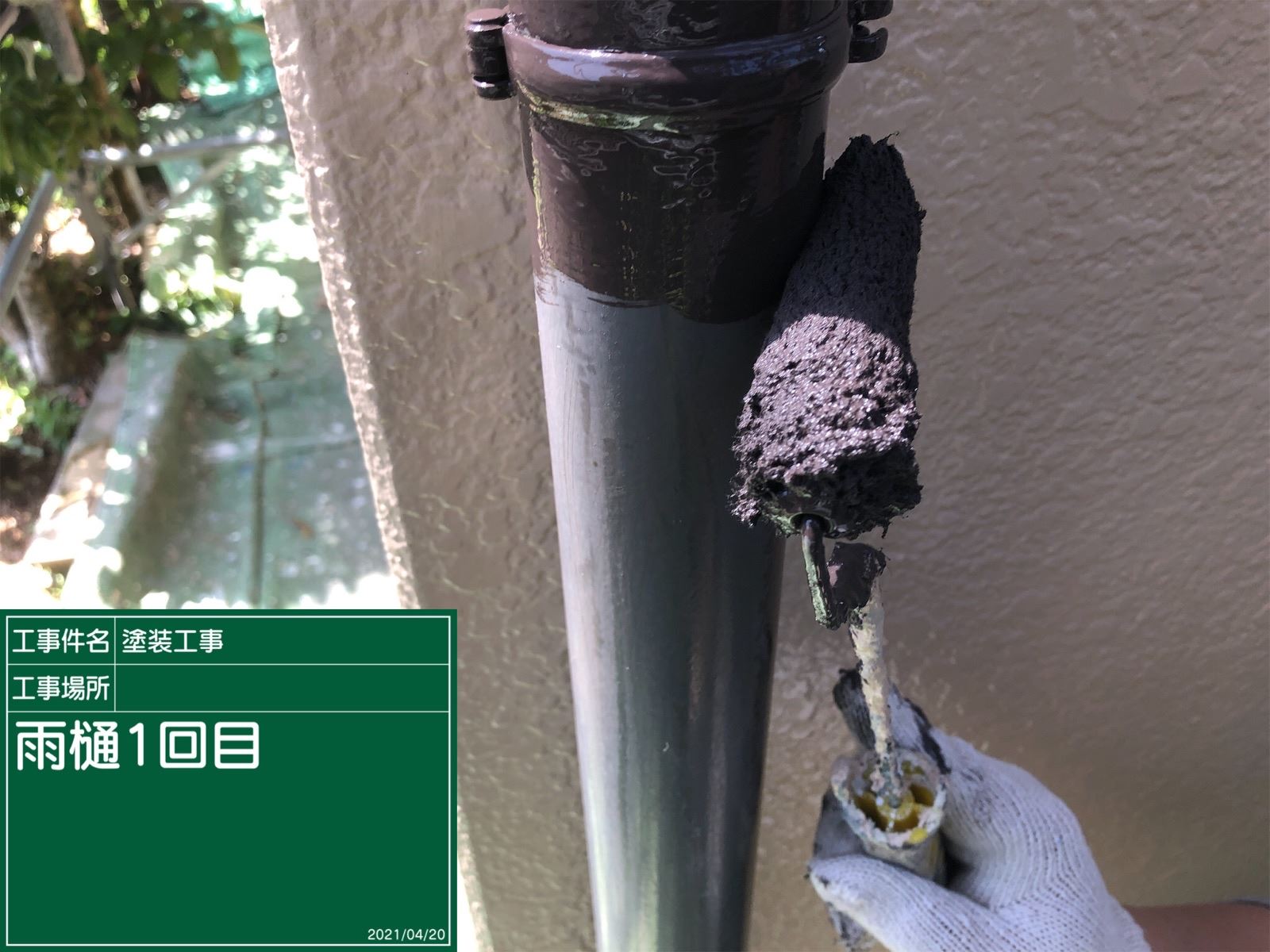 雨樋塗装の様子