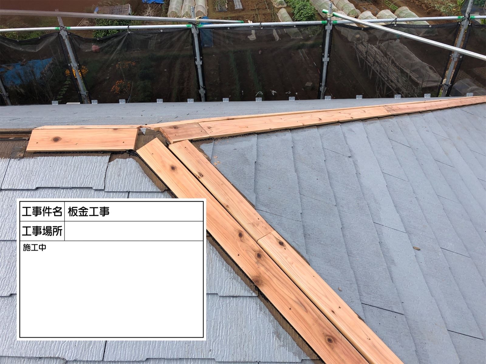 防腐処理済みの貫板を固定