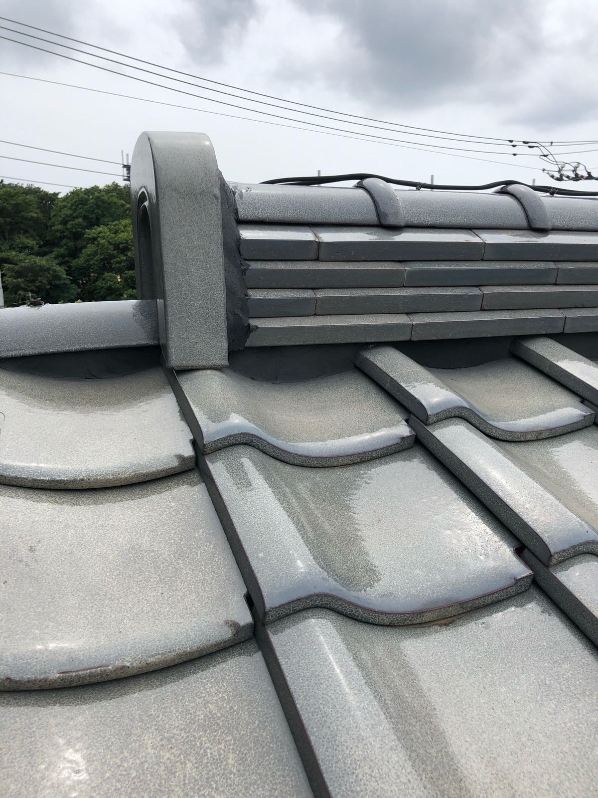 屋根漆喰施工後