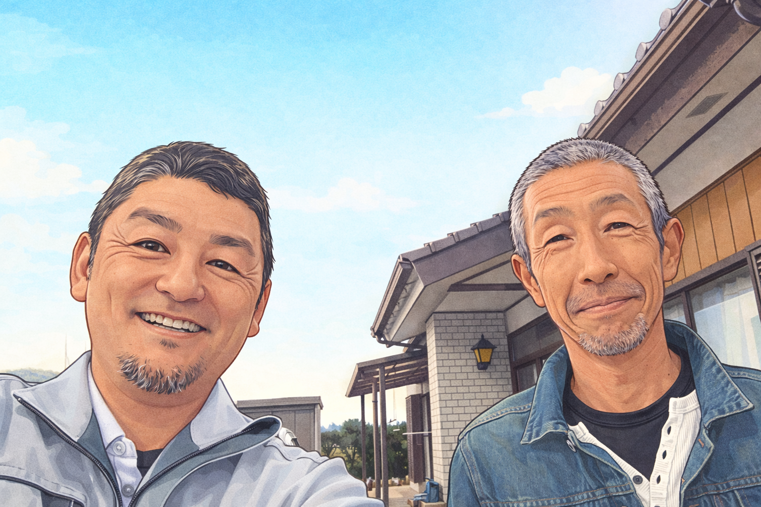 土浦市で屋根のやり替えをしたお客様と一緒に撮影