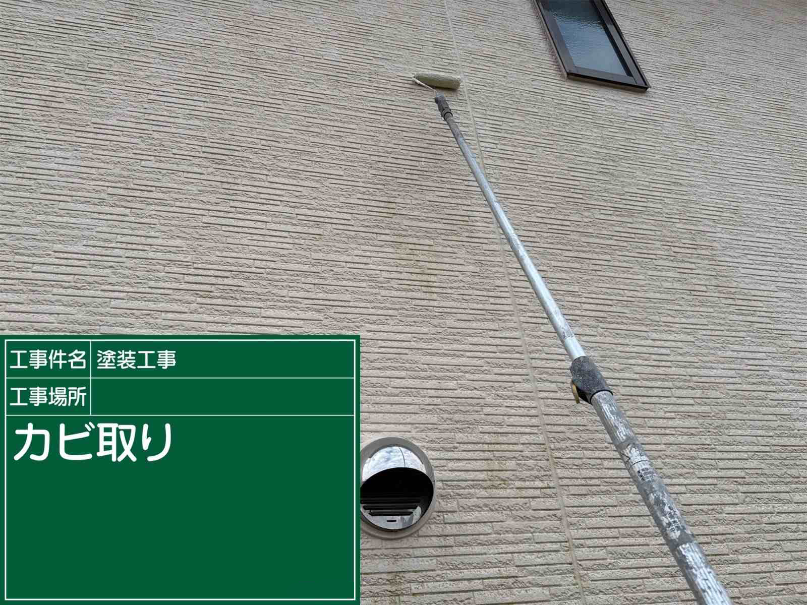 土浦市で外壁の苔カビ取り、足場なし