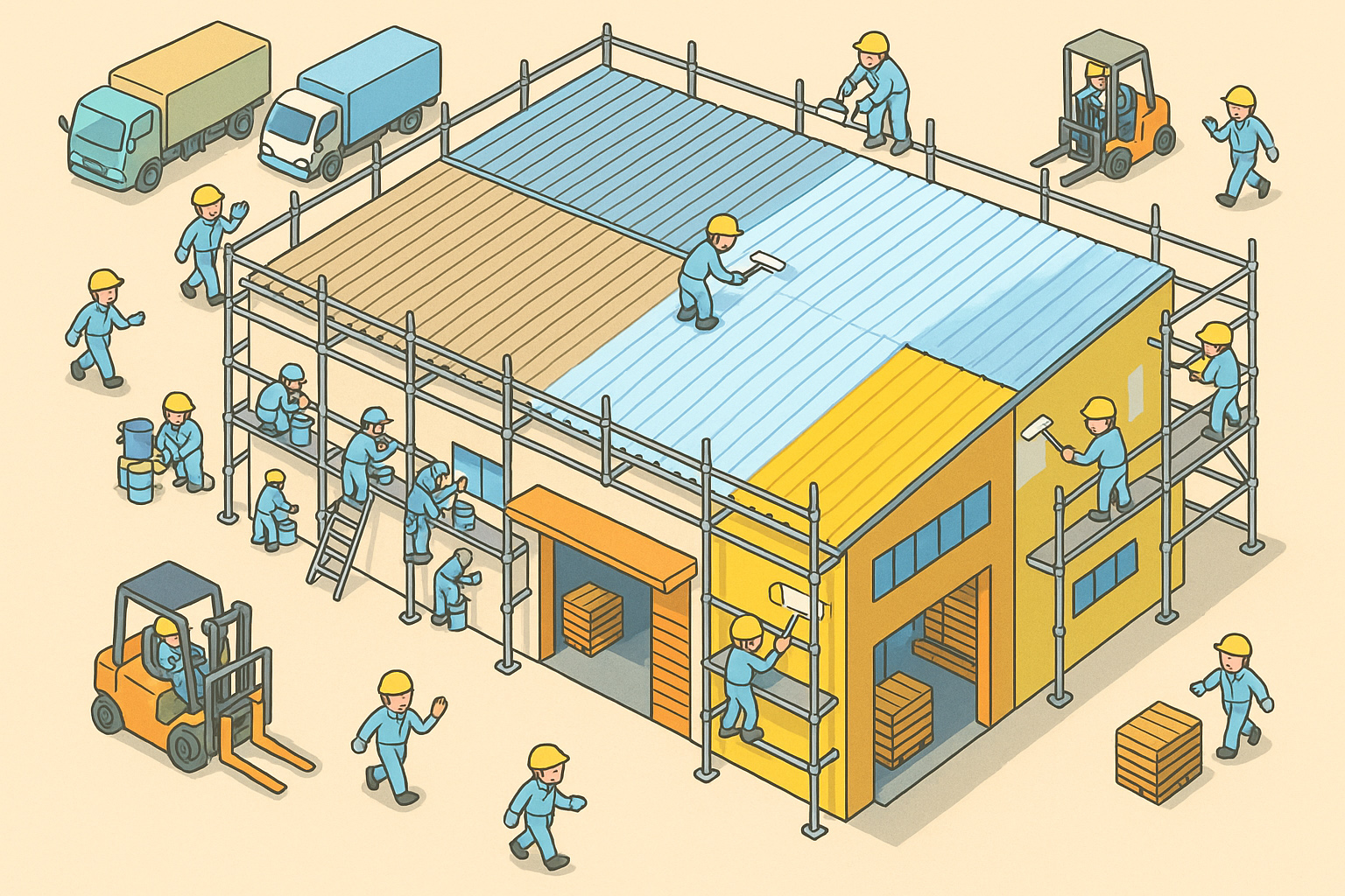 塗装をしても工場は稼働可能ですイメージ画像イラスト