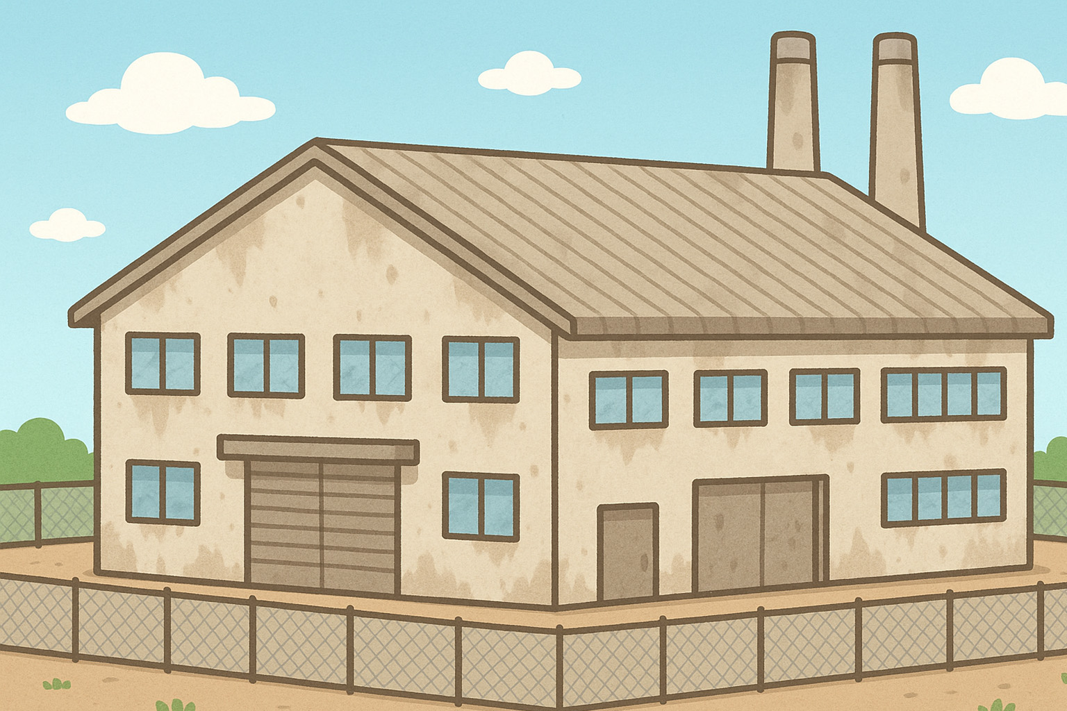老朽化した工場のイメージ画像イラスト