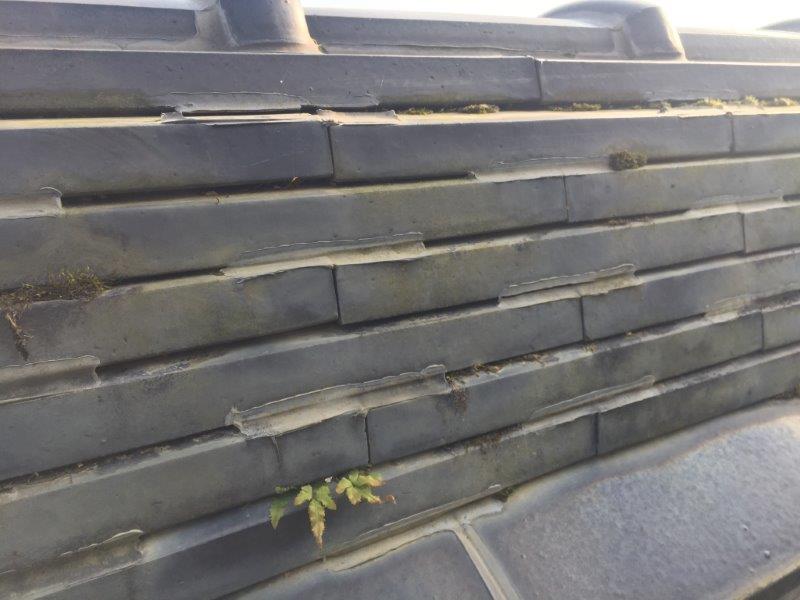 熨斗瓦の固定コーキングの劣化