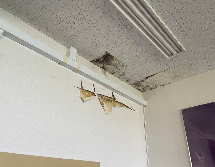 クロスの剥がれが見られます