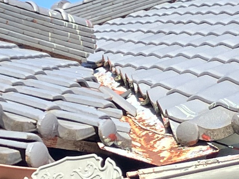 錆が広がっている様子