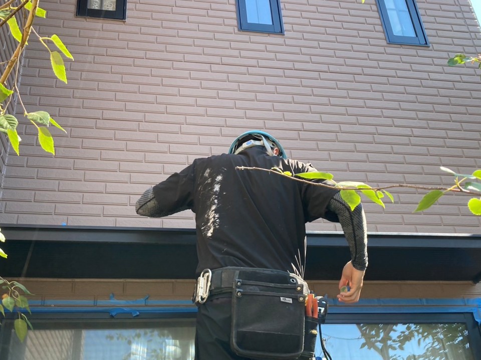 養生作業の様子です