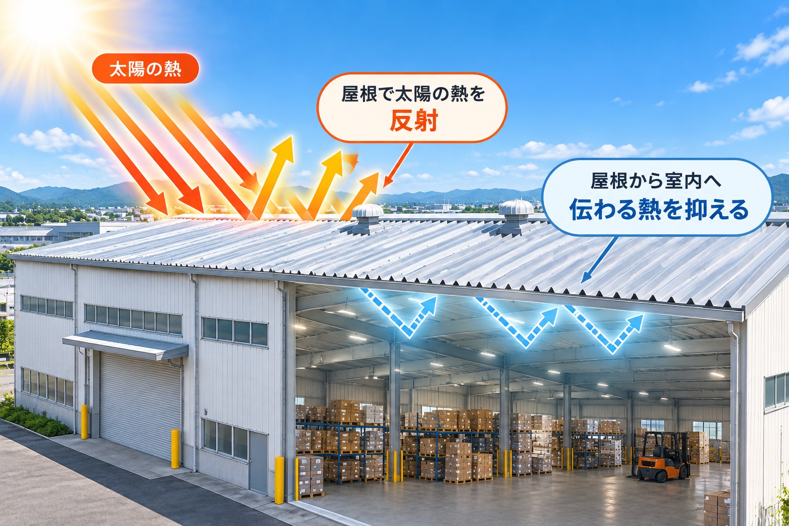 工場・倉庫の暑さ対策には屋根からの熱を抑えることが大切！