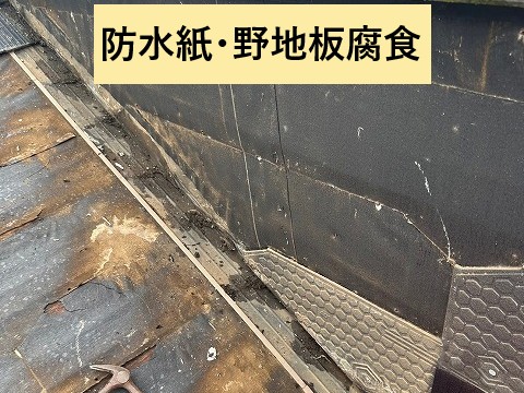 壁との取り合い部分防水処理劣化