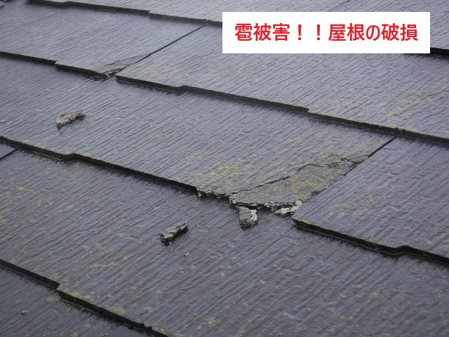 屋根も雹被害にあい、破損してしまった画像